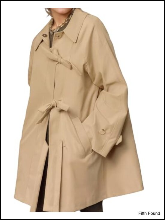 Jackets & Blazers - Women's Bow Toggle Trench Coat Long Sleeve Lapel Collar Winter Peacoat